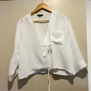 Ivory Top Shop Faux Wrap Blouse Sz 4